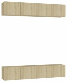 4 db sonoma tölgy színű szerelt fa TV-szekrény 80 x 30 x 30 cm