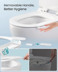 SONGMICS D-formájú Duroplast WC-ülőke Lecsapódásgátlóval és Fogantyúval, 300 kg Teherbírás