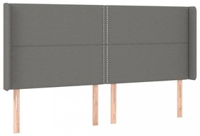 sötétszürke szövet fejtámla szárnyakkal 183x16x118/128 cm