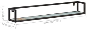 2 db tömör újrahasznosított fa fali polc 120 cm