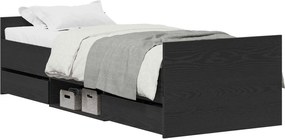 vidaXL Ágykeret fejtámlával Fekete tölgy 193 x 78 x 50 cm Faanyag