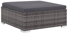 6 darabos szürke polyrattan kerti bútor szett párnákkal