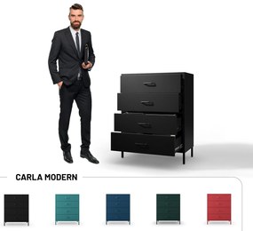 Fekete fém komód fiókokkal és lábakkal – CARLA Modern 800 x 1015 x 400 mm