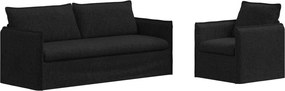 vidaXL Kanapé 2 pcs Fekete 196 x 82 x 85 cm szövet