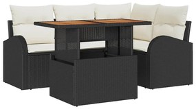 vidaXL Kerti Kanapé Szett párnával 5 pcs Fekete és krémszínű