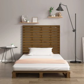 mézbarna tömör fenyőfa fali fejtámla 106 x 3 x 91,5 cm