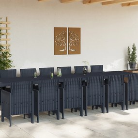15 Darabos Kerti Étkező Szett Párnákkal Antracit Poli Rattan