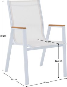 Kerti rakásolható szék, fehér acél/tölgy, BONTO