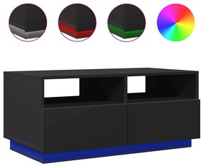 Fekete dohányzóasztal LED-lámpákkal 90x49x40 cm