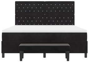 Box Spring Ágy Mattal és Pad Fekete 180x200 cm Bársony