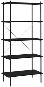 fekete 5 szintes polcrendszer 80x40x163 cm