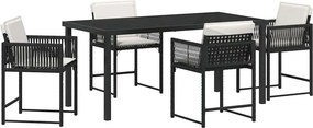 vidaXL Kert étkező szett 5 pcs Fekete polirattan