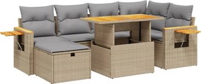 vidaXL 7 részes bézs polyrattan kerti ülőgarnitúra párnákkal