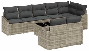vidaXL Kanapé Szett párnával 9 pcs Világosszürke polirattan