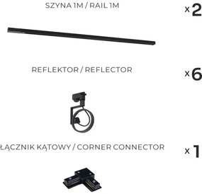 Zuma Line 3579 - Sínes rendszerbe szerelhető irányítható spotlámpa MASTER 6xGU10/15W/230V, fekete