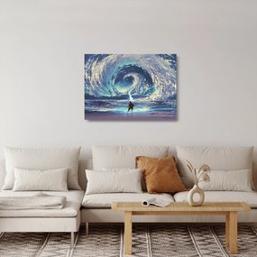 Üveg kép - Illusztráció egy lándzsás fiúról (70x50 cm)