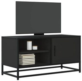 fekete szerelt fa és fém TV-szekrény 80x34,5x40 cm
