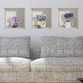 Purple Bouquets 3 db-os 3D falmatrica szett - Ambiance