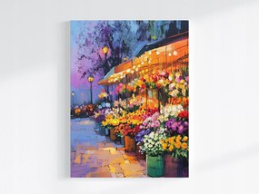 Vászonkép Canvas Város Utca Este Bolt Stand Virágok 60x80