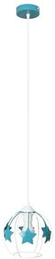 Gyerek csillár zsinóron STARS 1xE27/15W/230V türkiz/fehér