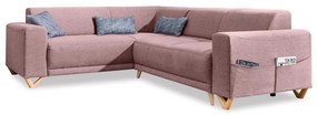 Rózsaszín kinyitható-tárolóhelyes sarokkanapé (bal oldali-L alakú) Classy Sophie – Miuform