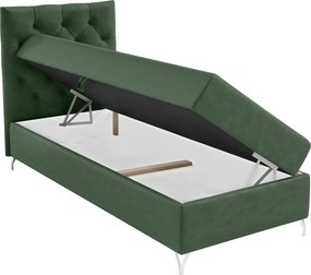 Boxspring ágy, 90x200, zöld Velvet szövet, balos, GULIETTE + ajándék