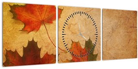 Őszi motívumú kép (órával) (90x30 cm)