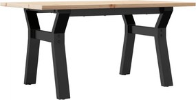 vidaXL tömör fenyőfa és acél dohányzóasztal Y-vázzal 80x50x40 cm