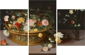 Kép - Jan Brueghel the Elder, Flowers in a Basket and a Vase, reprodukciók (90x60 cm)