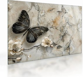 Üveg kép - Márvány háttér pillangókkal (70x50 cm)