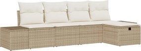 vidaXL Kanapé Szett párnával 5 pcs polirattan