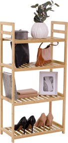 4 polcos polcállvány, természetes bambusz, FIORE TYP 2