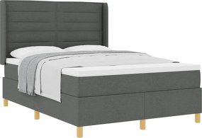 vidaXL Boxrugós ágy matracmal Sötétszürke 140 x 190 cm szövet