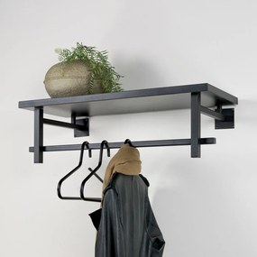 Fekete fém fali fogas polccal Simplon – Spinder Design