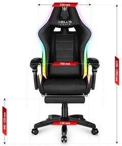 Szövet gamer szék LED RGB HC-1039 - fekete