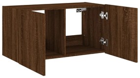 barna tölgyszínű fali TV-szekrény LED-del 80x35x41 cm