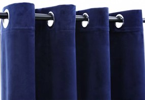 vidaXL 2 db sötétkék bársony sötétítőfüggöny gyűrűkkel 140 x 245 cm