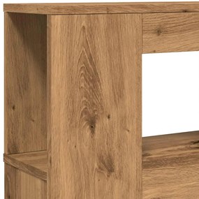 kézműves tölgyszínű szerelt fa LED-es fejtámla 200x18,5x103,5cm