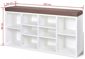 10 rekeszes cipős polc fehér