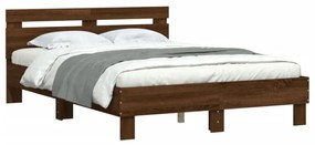 barna tölgy színű szerelt fa ágykeret fejtámlával 120x200 cm