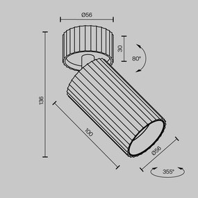 C108CL-01-GU10-B Calipso Alumínium Mennyezeti Lámpa Fekete Színű 1 x GU10 10 W IP20