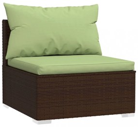 vidaXL 4 részes barna polyrattan kerti bútorszett párnákkal