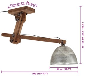 vintage ezüst mennyezeti lámpa 25 W 105 x 30 x 65-108 cm E27
