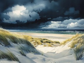 Vászonkép Canvas Tájkép Tengerpart Ég Felhők Vihar 80x60