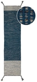 Anu kék gyapjú futószőnyeg, 60 x 200 cm - Flair Rugs