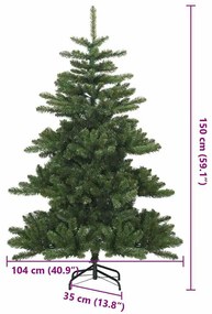 Műanyag Hajtogatós Karácsonyfa állvánnyal Zöld 150 cm PVC, acél