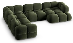 Zöld bársony sarokkanapé (bal oldali-U alakú) Loretto – Cosmopolitan Design
