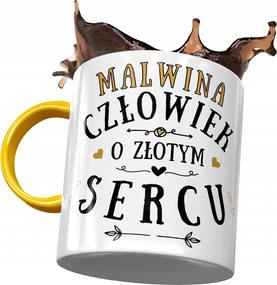 Sárga Bögre Malvina Barátnő Feleség Ajándék Nyomtatott Fotóval