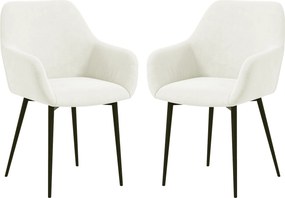 HOMCOM 2 darab Kárpitozott Skandináv Stílusú Étkezőszék, Konyhai Szék Fészekkel, Karfás Karosszék Acél Lábakkal, 54x57x80 cm, Krémfehér | Aosom