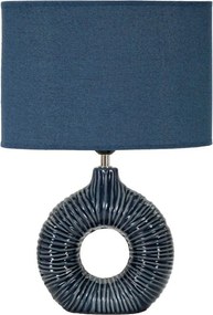 Kék kerámia asztali lámpa textil búrával (magasság 43 cm) Seta – Mauro Ferretti